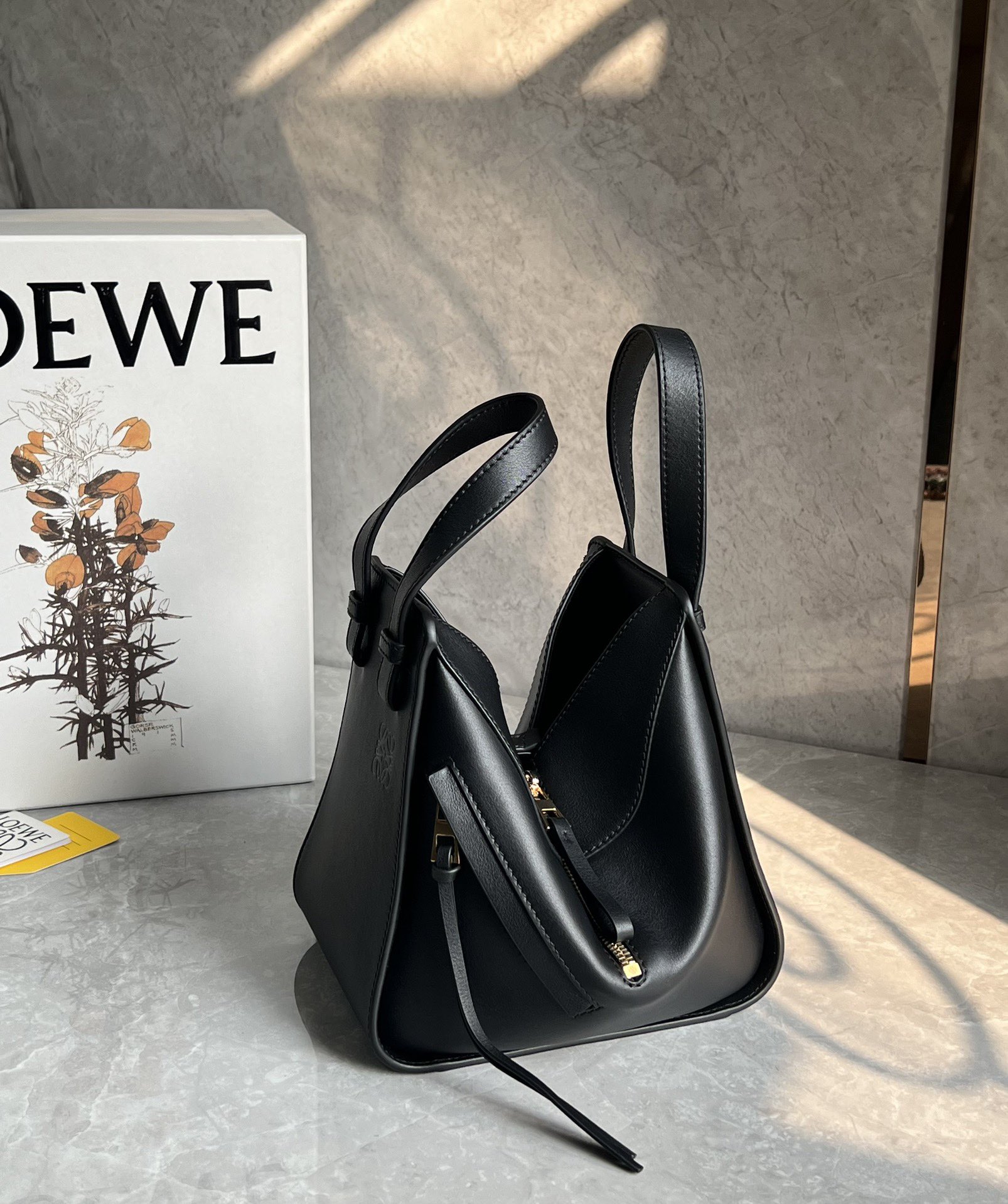 Loewe Compact Hammock Bag in Classic Calfskin Black